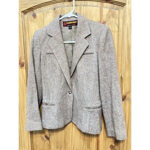 Vintage Londonderry Peabody Women's Wool Tweed Tan Fitted Blazer Jacket Size 7/8